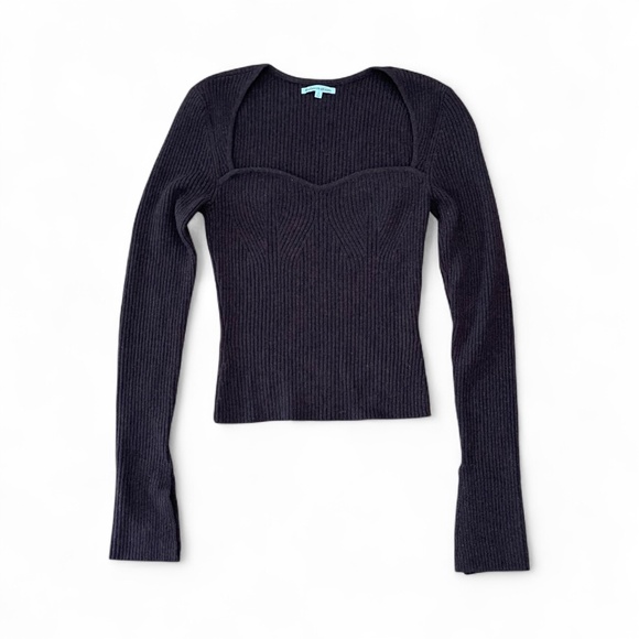 Reformation Brown Glenna Cashmere Sweatheart Neck Pullover Sweater Size S - Picture 1 of 8